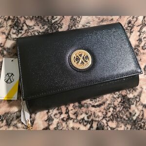 Christian Lacroix Black Clutch Bag With Detachable Gold Chain Strap